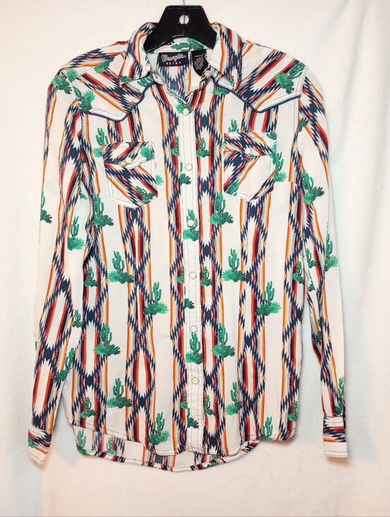 Wrangler Retro Tops - Wrangler Retro Aztec Cowgirl Southwest Pearl Snap Blouse Southern Gorpcore Top S
